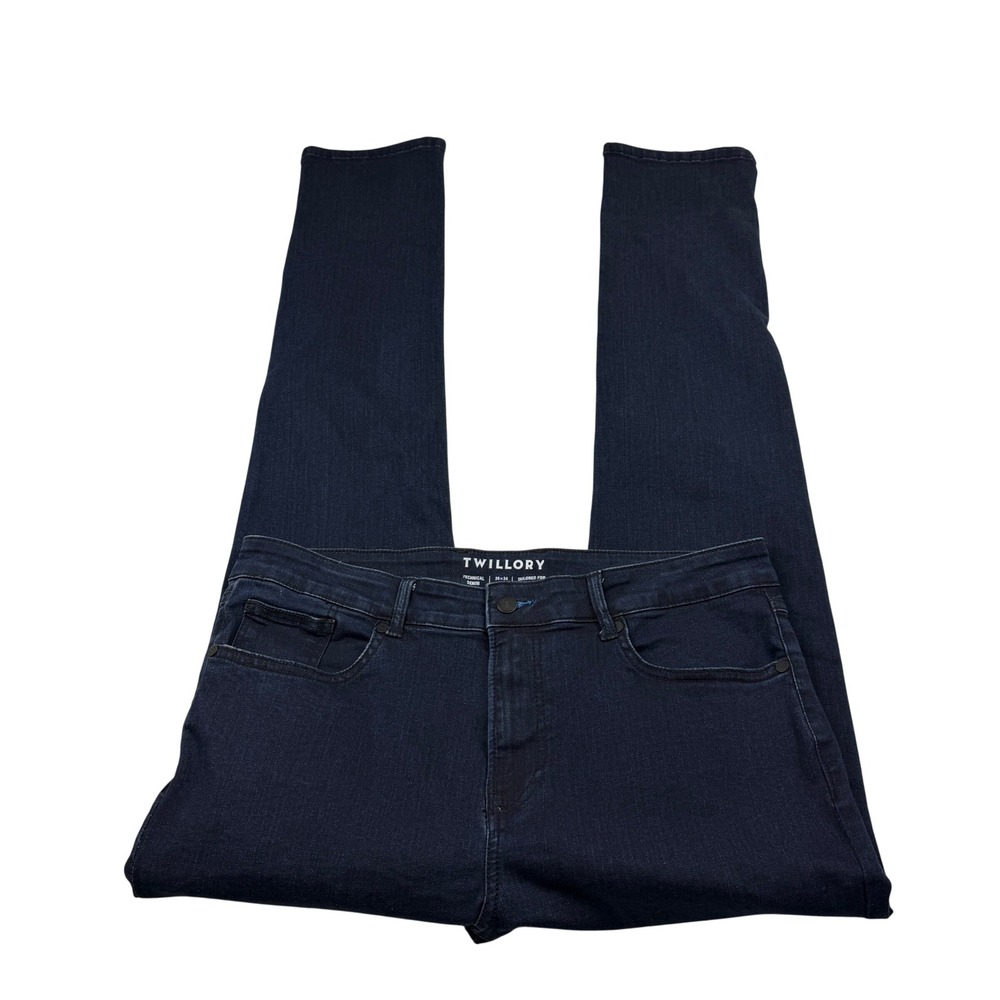 Twillory Technical Denim Mens‎ 36x34 Trim Fit Dark Wash Performance Jeans Indigo